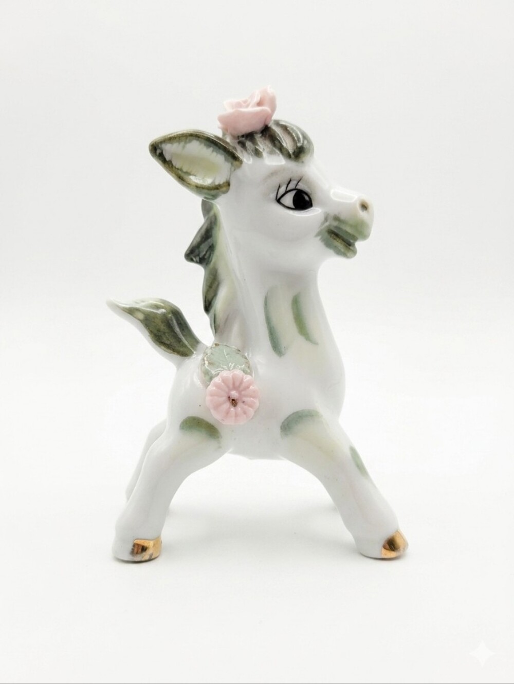 Vintage Donkey Ceramic Figurine Mid Century Nursery Kitsch